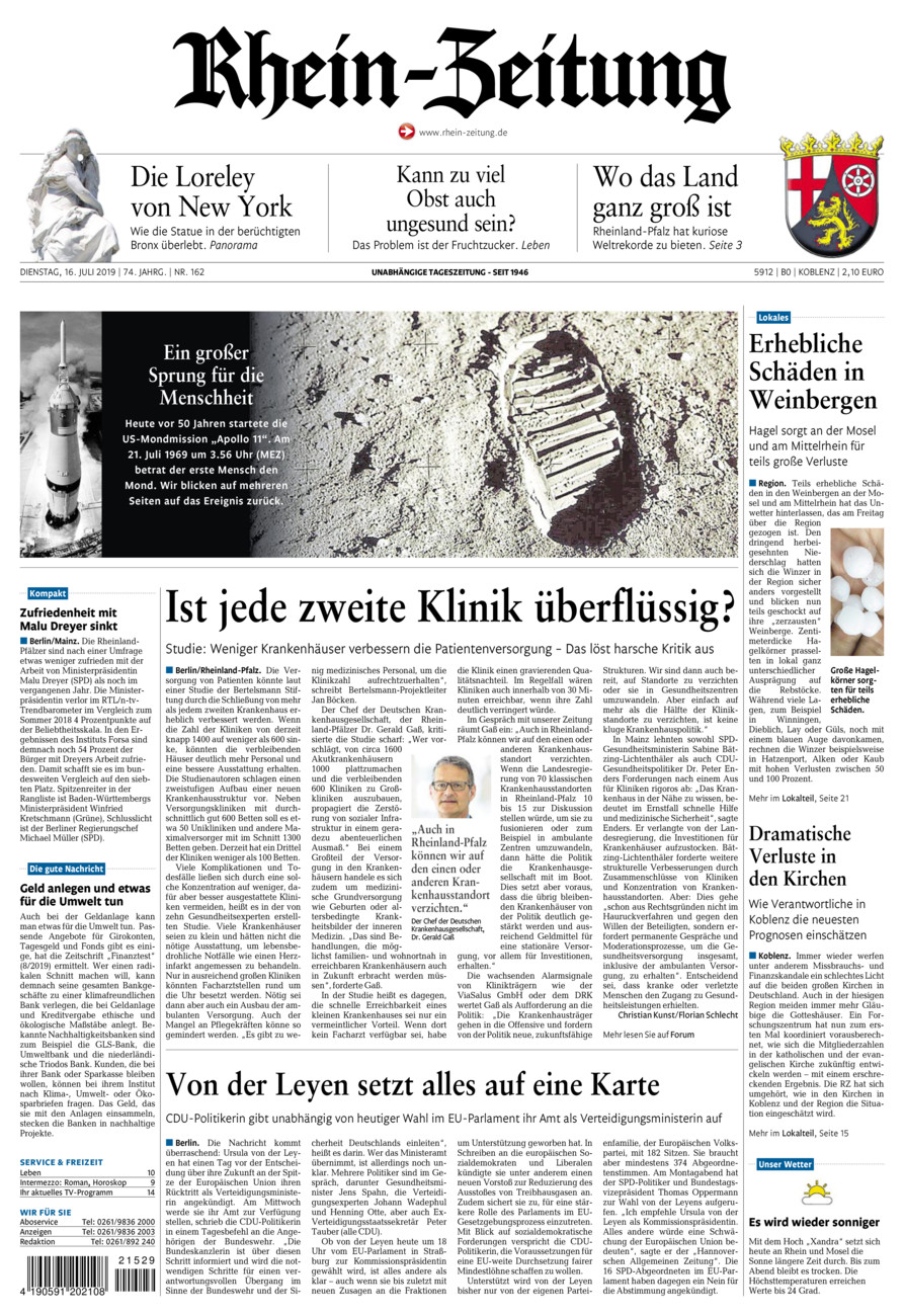 Rhein-Zeitung Koblenz & Region vom Dienstag, 16.07.2019