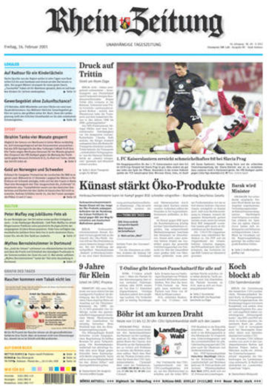 Rhein-Zeitung Koblenz & Region vom Freitag, 16.02.2001