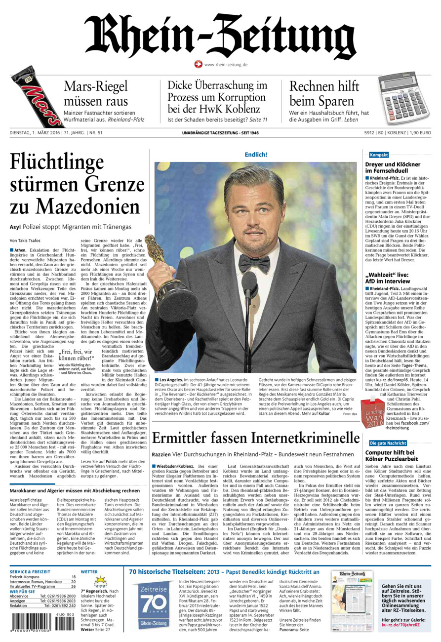 Rhein-Zeitung Koblenz & Region vom Dienstag, 01.03.2016