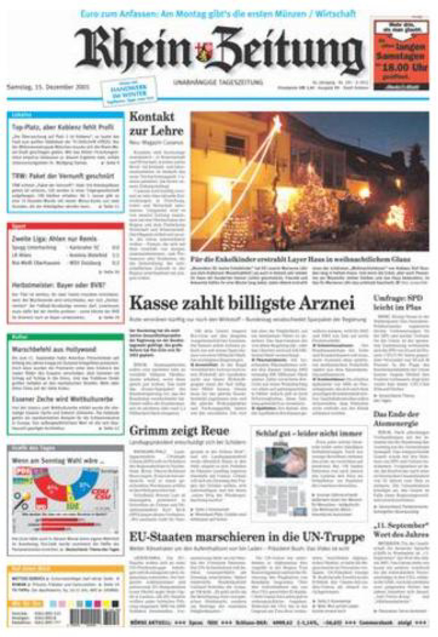 Rhein-Zeitung Koblenz & Region vom Samstag, 15.12.2001