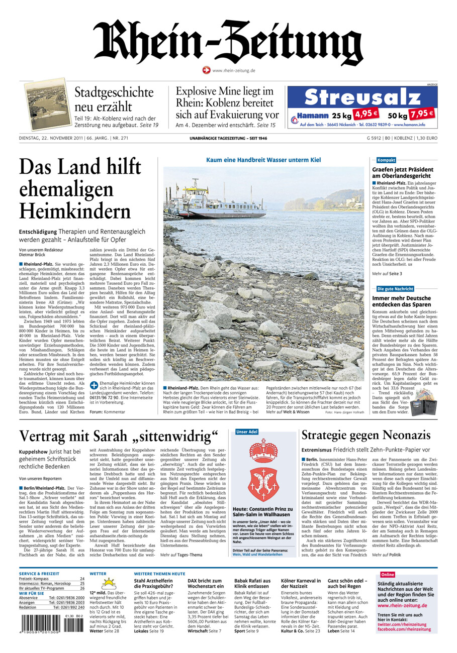 Rhein-Zeitung Koblenz & Region vom Dienstag, 22.11.2011