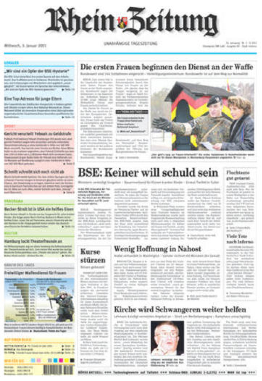 Rhein-Zeitung Koblenz & Region vom Mittwoch, 03.01.2001