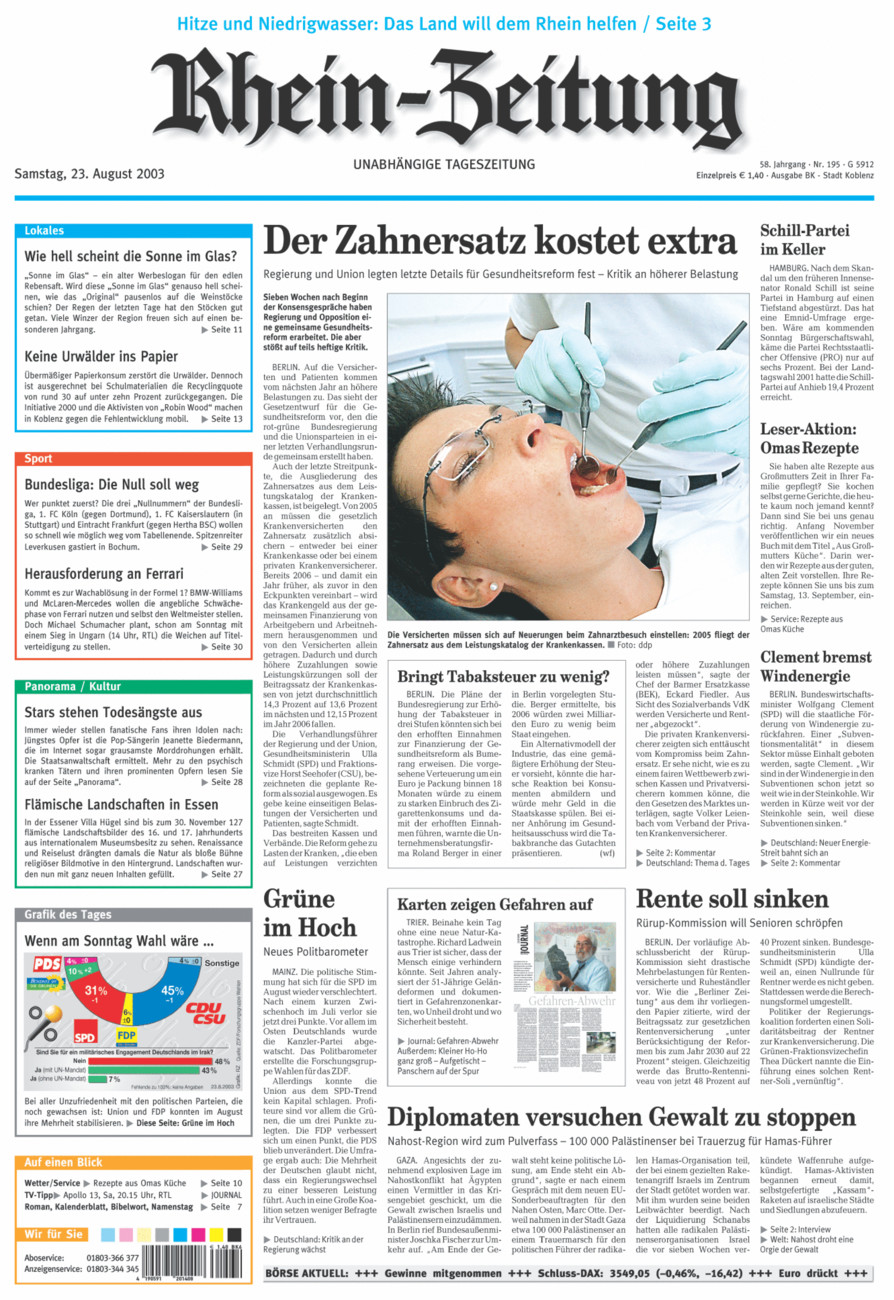 Rhein-Zeitung Koblenz & Region vom Samstag, 23.08.2003