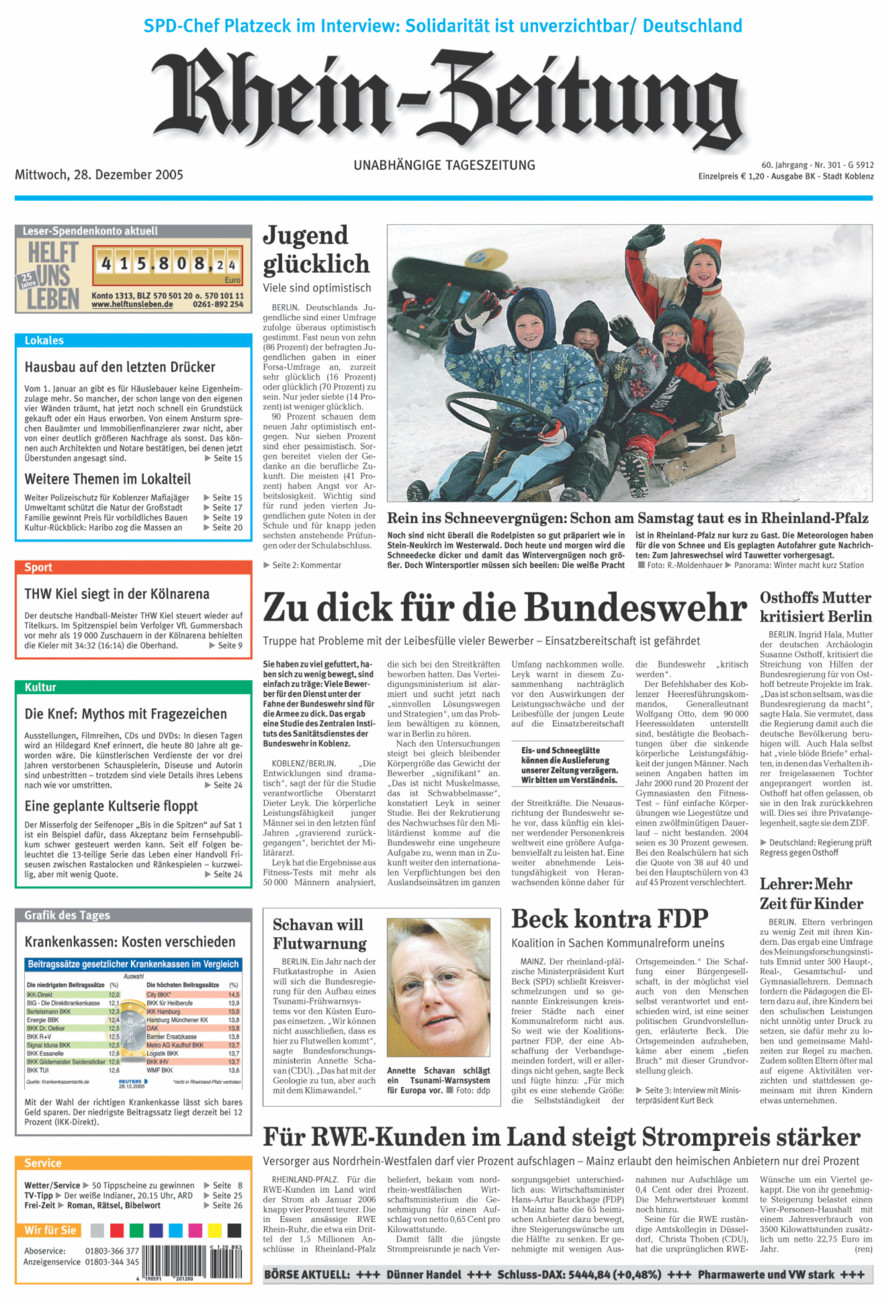 Rhein-Zeitung Koblenz & Region vom Mittwoch, 28.12.2005