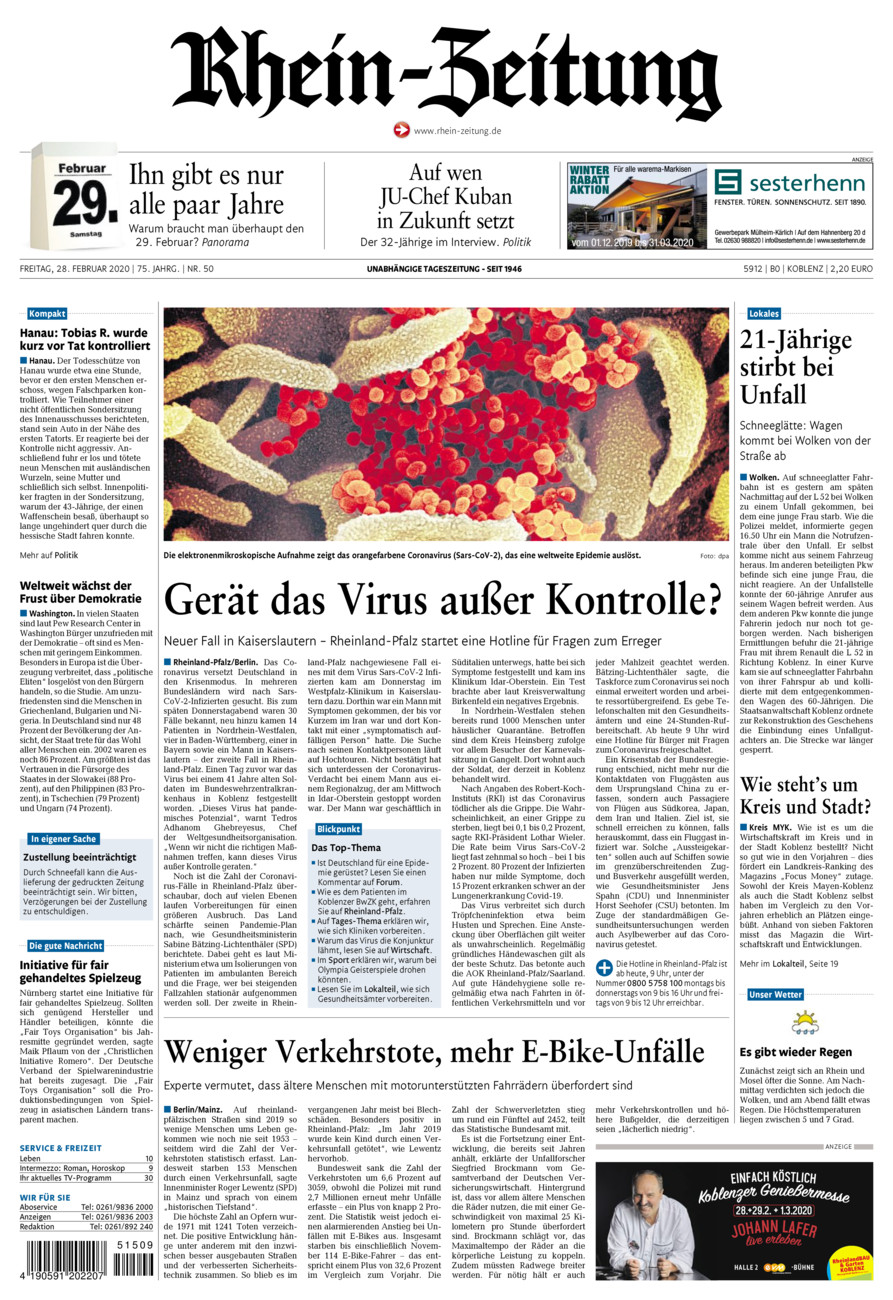 Rhein-Zeitung Koblenz & Region vom Freitag, 28.02.2020