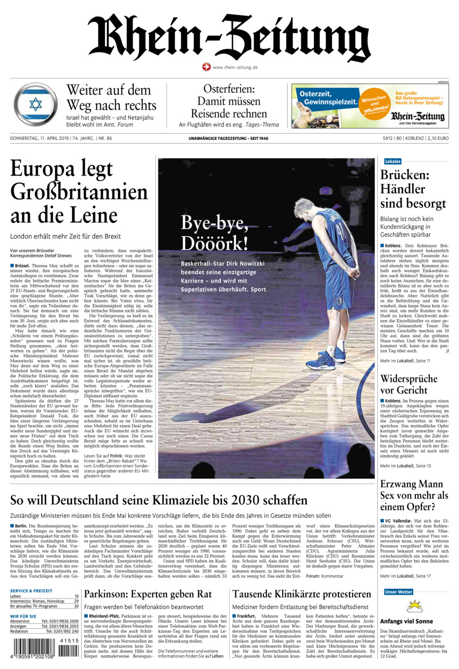 Rhein-Zeitung Koblenz & Region vom Donnerstag, 11.04.2019