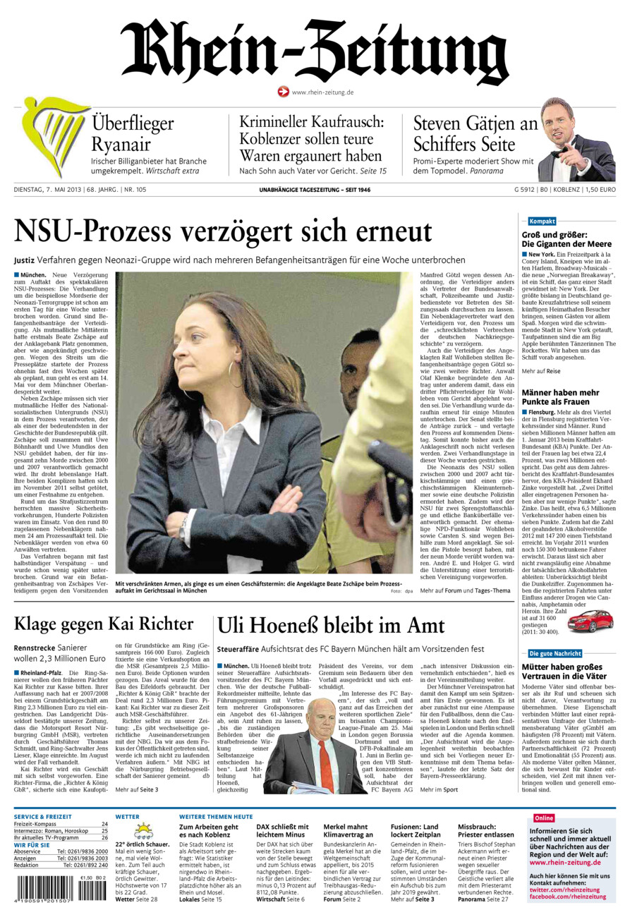 Rhein-Zeitung Koblenz & Region vom Dienstag, 07.05.2013