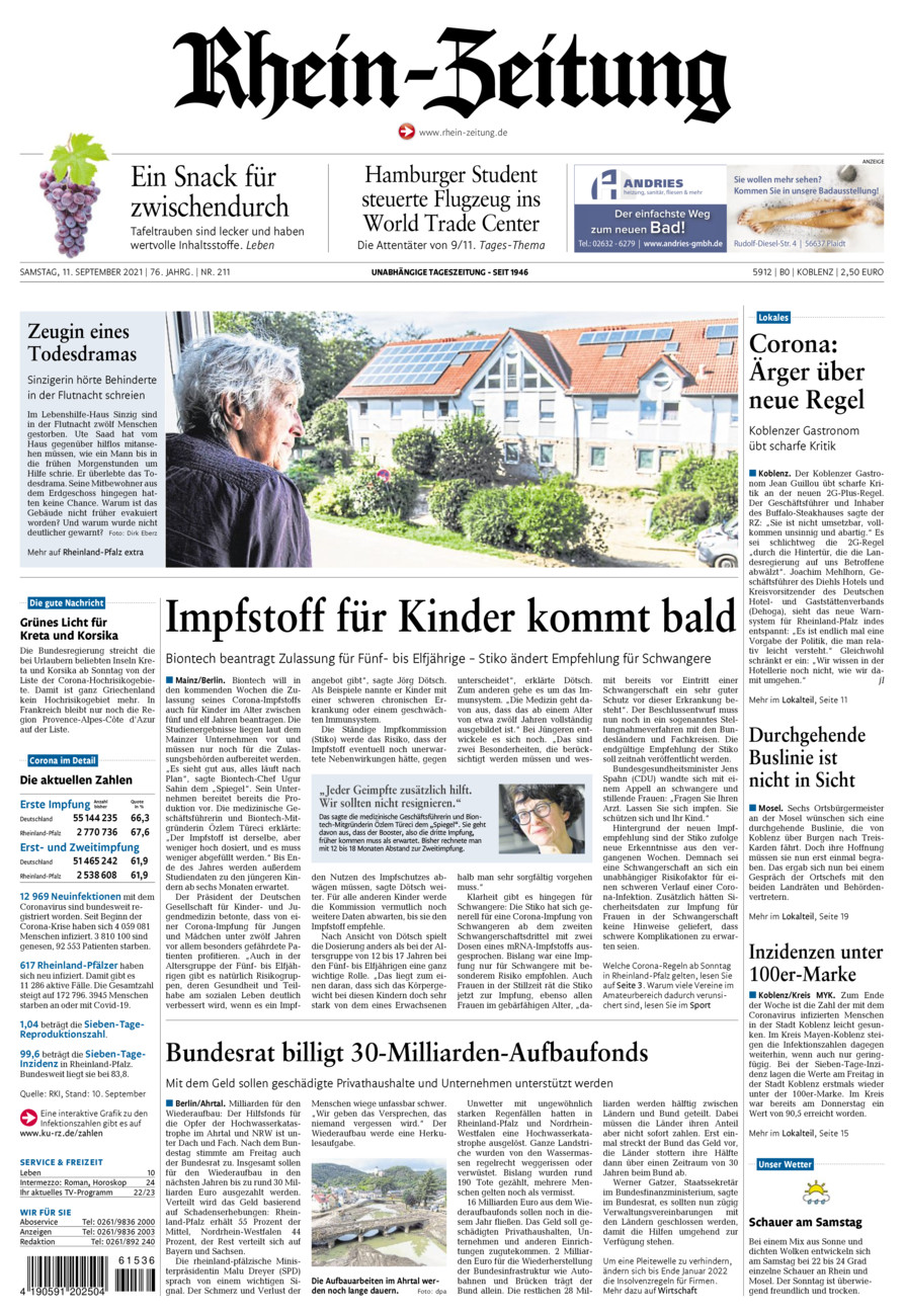 Rhein-Zeitung Koblenz & Region vom Samstag, 11.09.2021