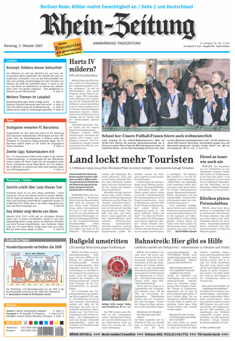 Rhein-Zeitung Koblenz & Region vom Dienstag, 02.10.2007
