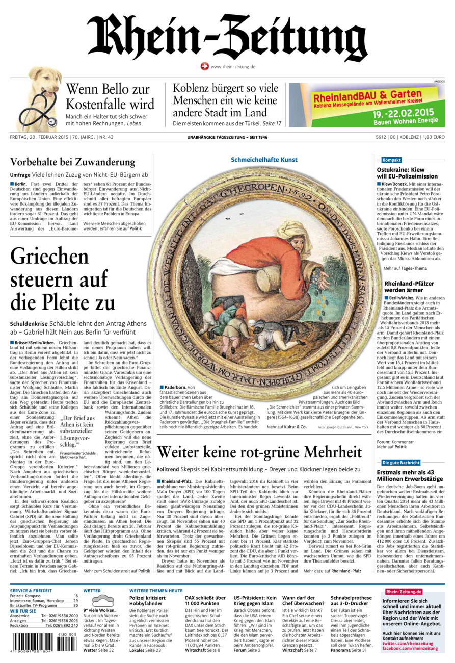 Rhein-Zeitung Koblenz & Region vom Freitag, 20.02.2015