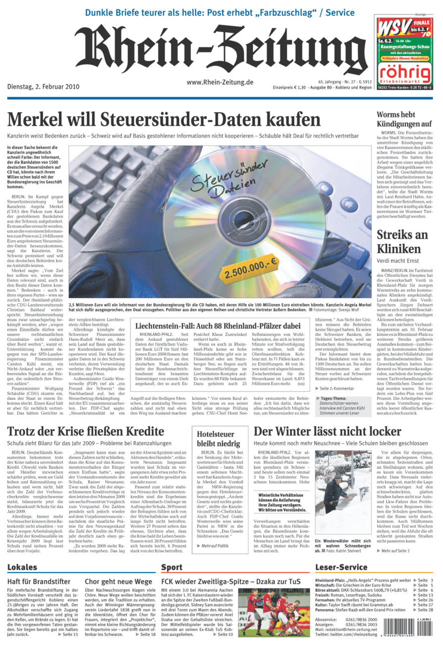 Rhein-Zeitung Koblenz & Region vom Dienstag, 02.02.2010