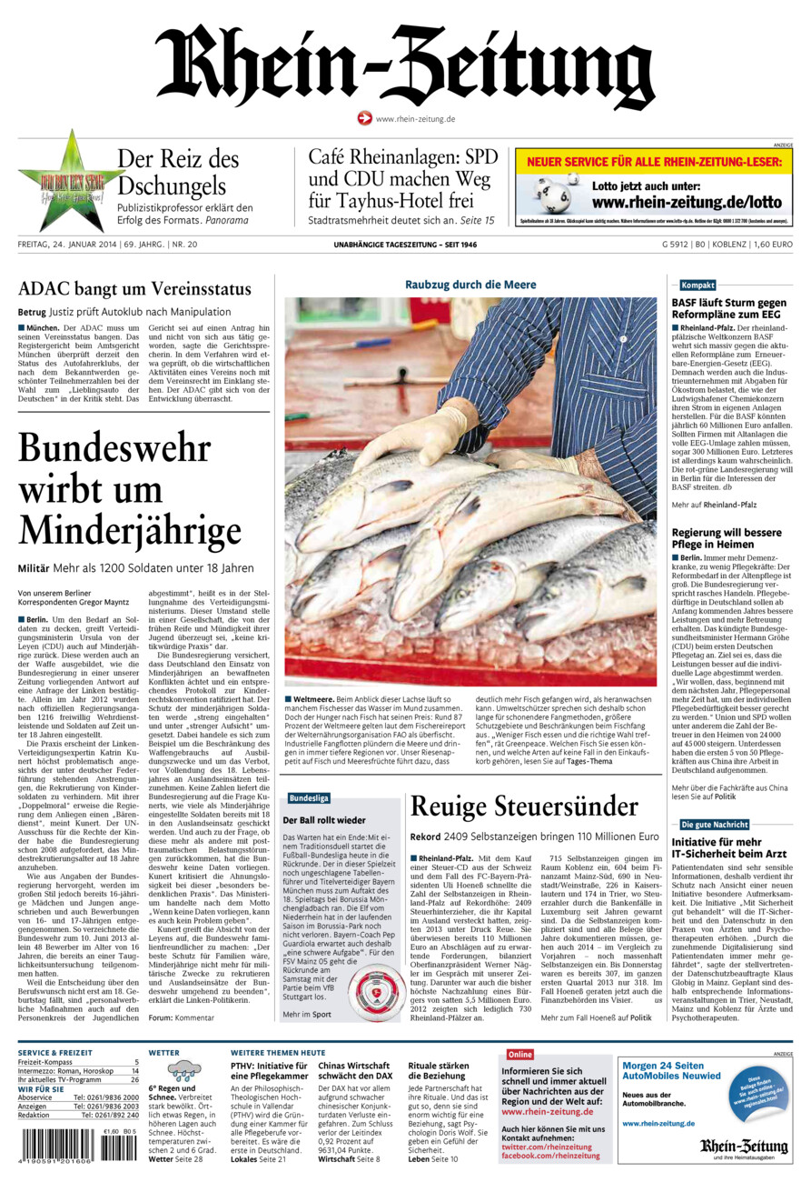 Rhein-Zeitung Koblenz & Region vom Freitag, 24.01.2014