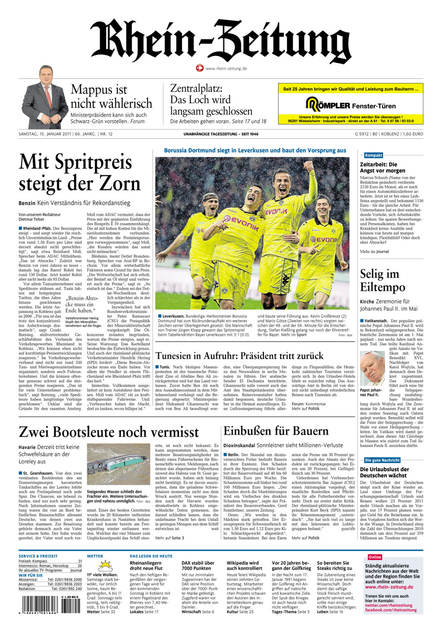 Rhein-Zeitung Koblenz & Region vom Samstag, 15.01.2011