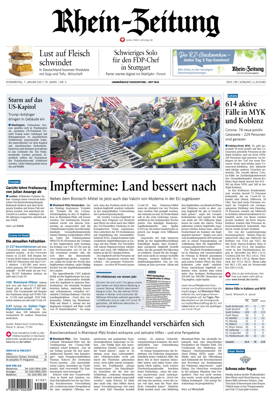 Rhein-Zeitung Koblenz & Region vom Donnerstag, 07.01.2021