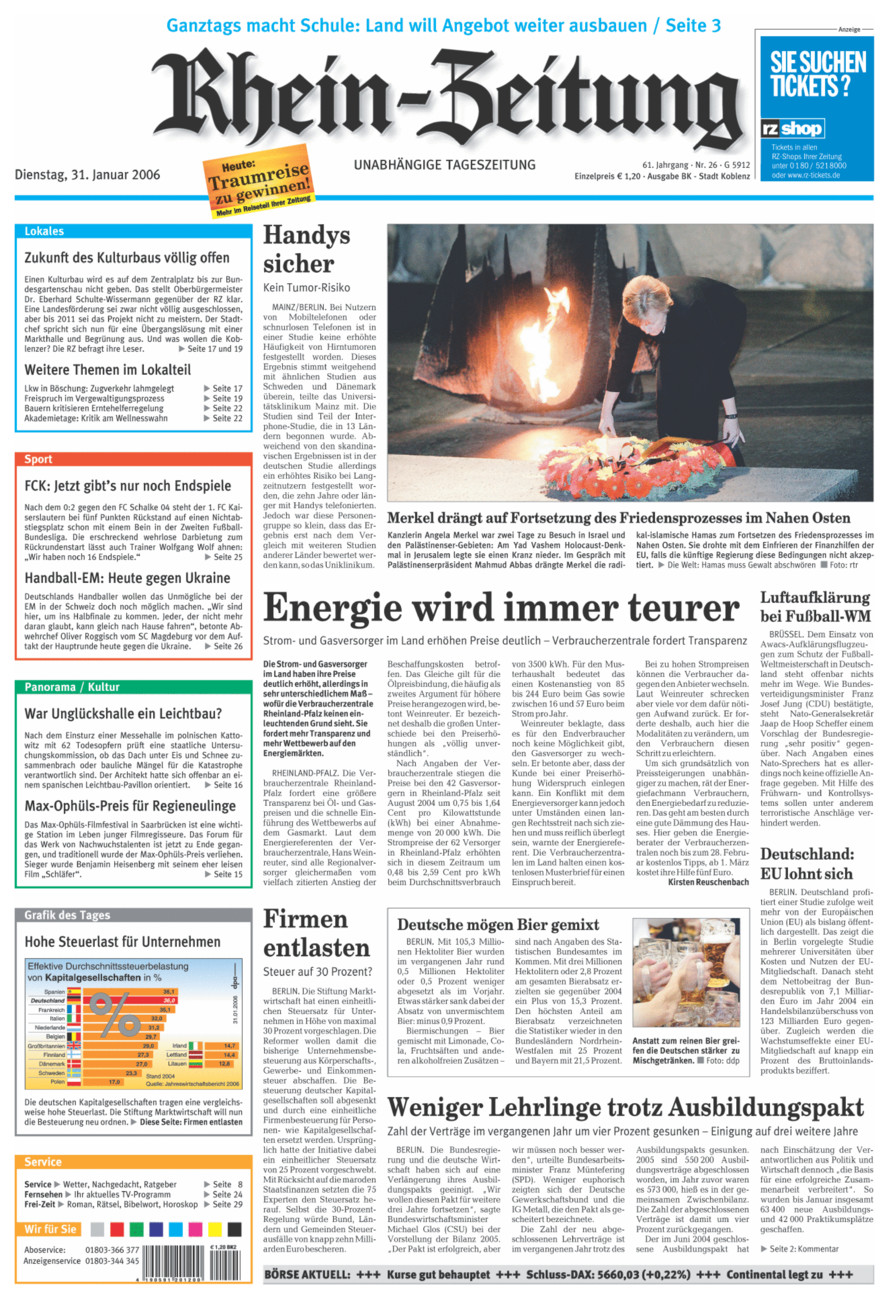 Rhein-Zeitung Koblenz & Region vom Dienstag, 31.01.2006