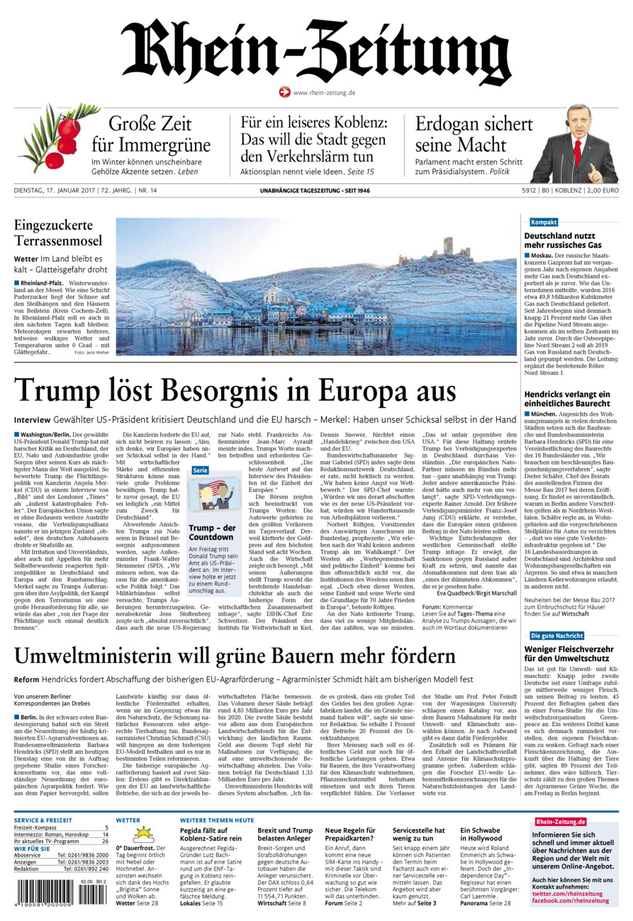 Rhein-Zeitung Koblenz & Region vom Dienstag, 17.01.2017
