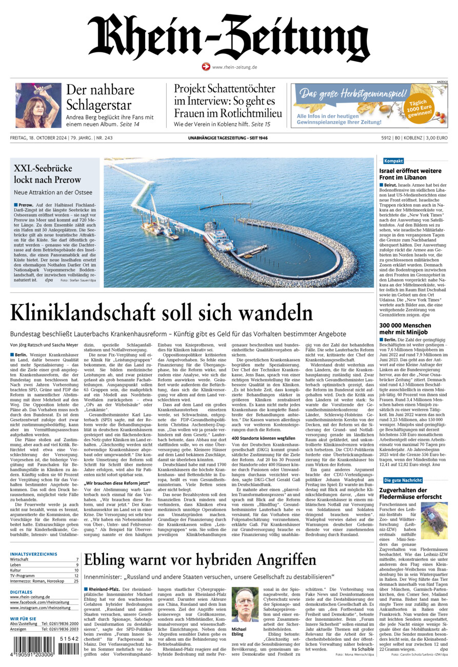 Rhein-Zeitung Koblenz & Region vom Freitag, 18.10.2024