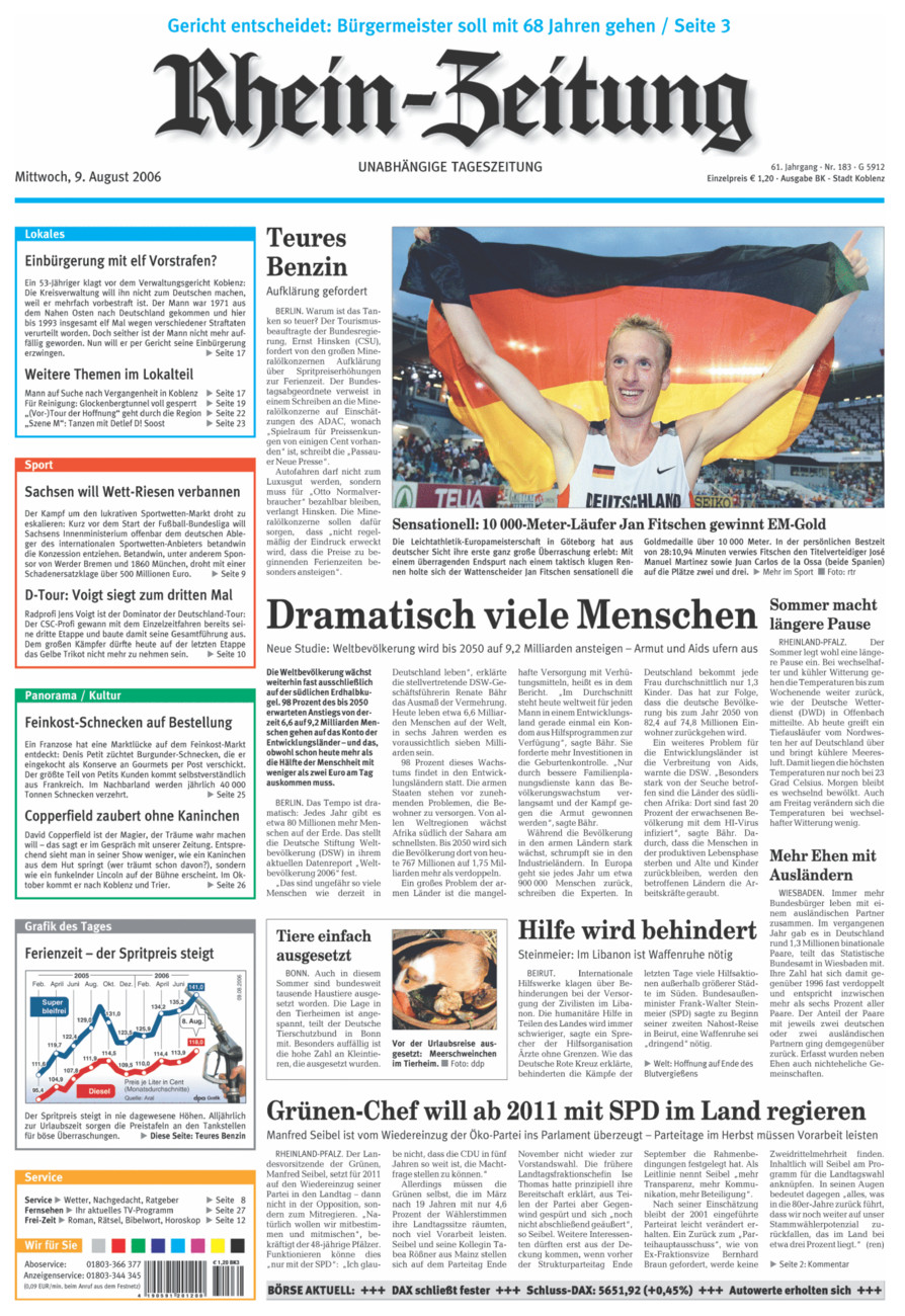 Rhein-Zeitung Koblenz & Region vom Mittwoch, 09.08.2006