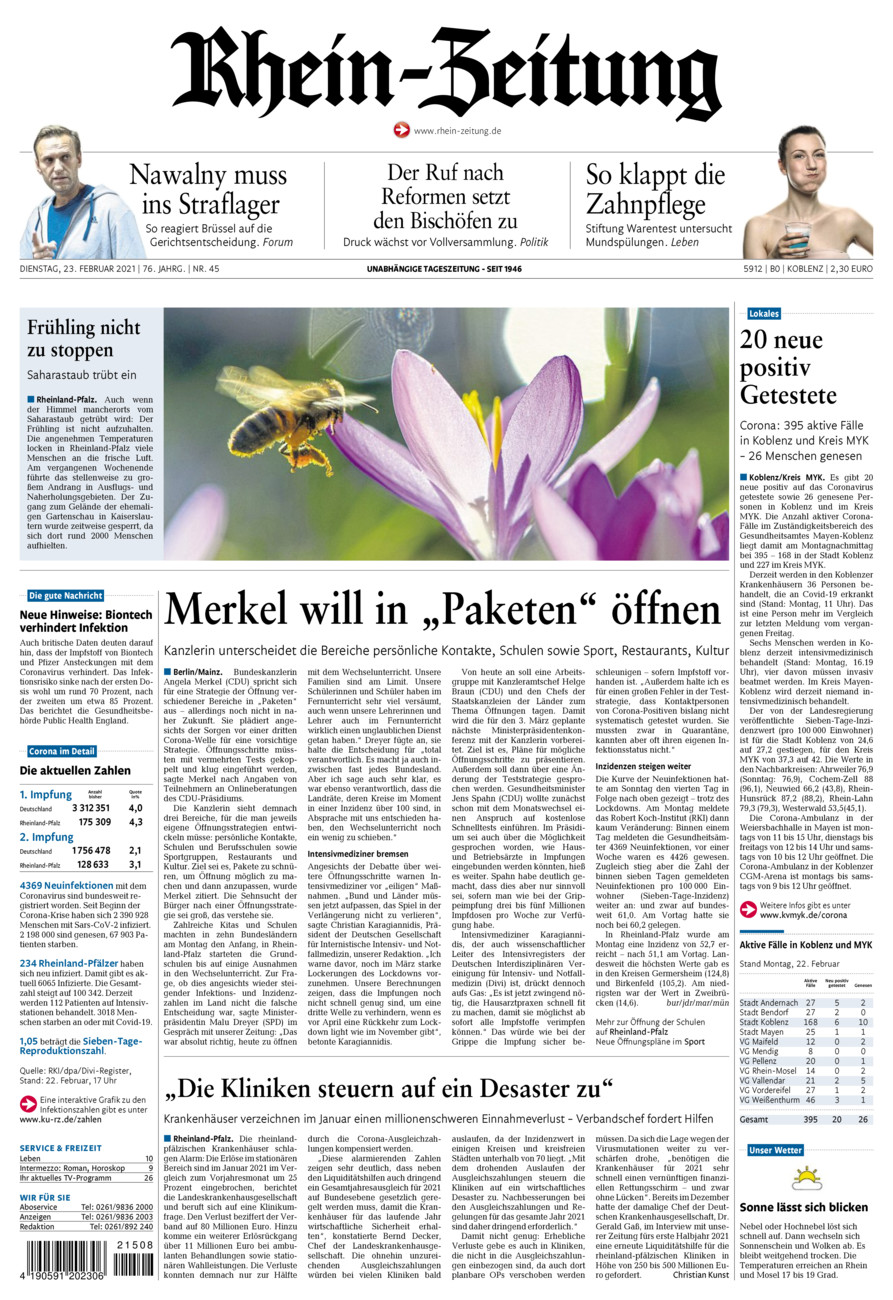 Rhein-Zeitung Koblenz & Region vom Dienstag, 23.02.2021