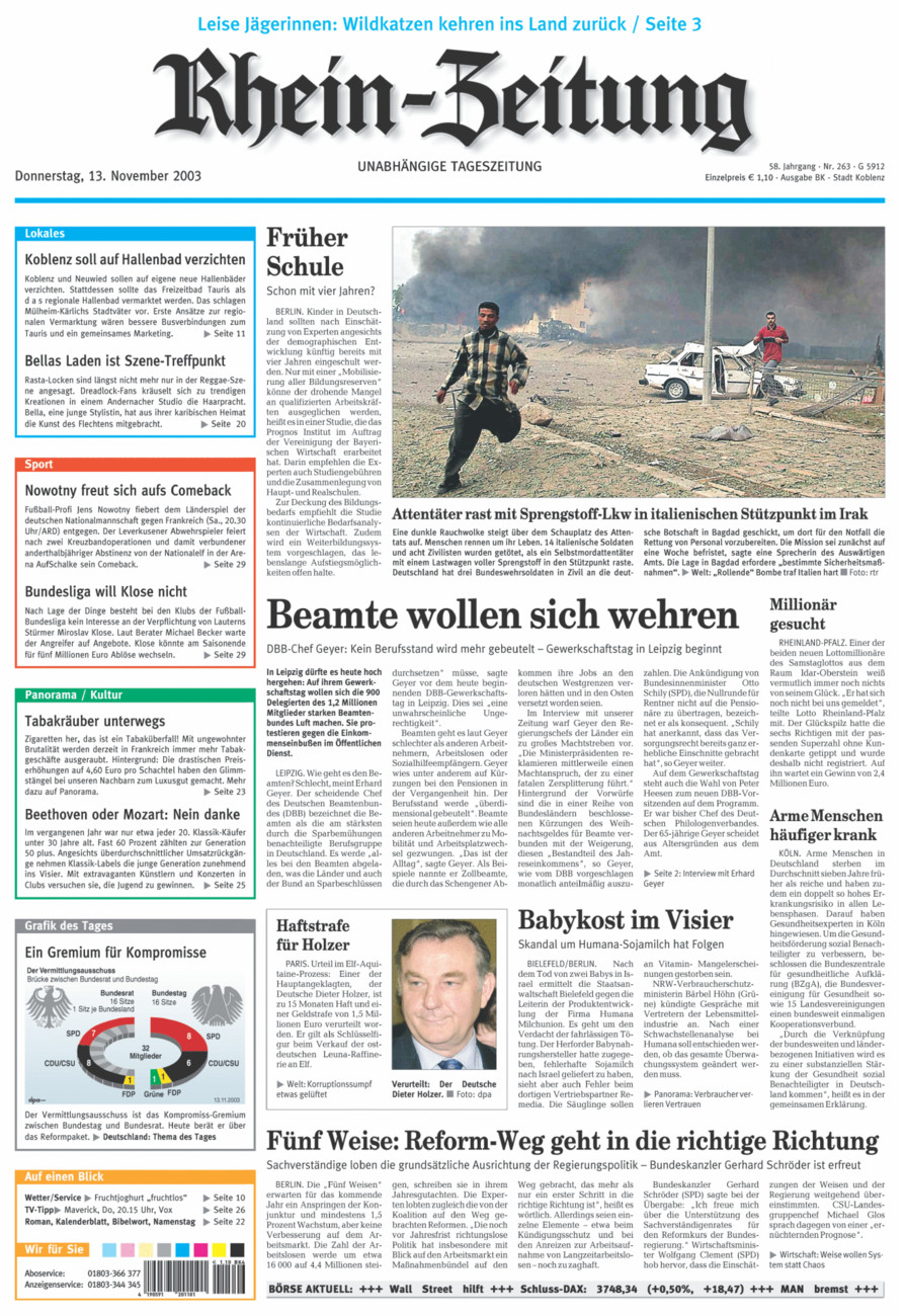 Rhein-Zeitung Koblenz & Region vom Donnerstag, 13.11.2003