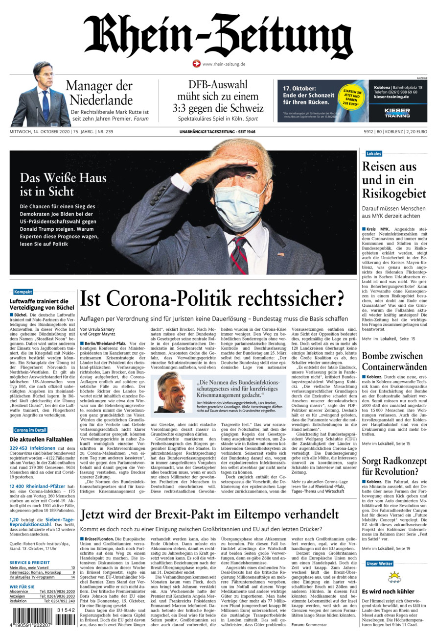 Rhein-Zeitung Koblenz & Region vom Mittwoch, 14.10.2020