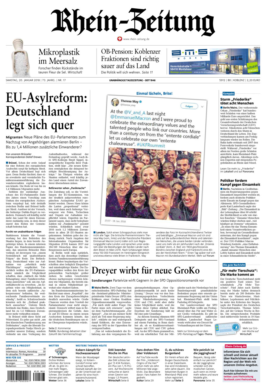 Rhein-Zeitung Koblenz & Region vom Samstag, 20.01.2018