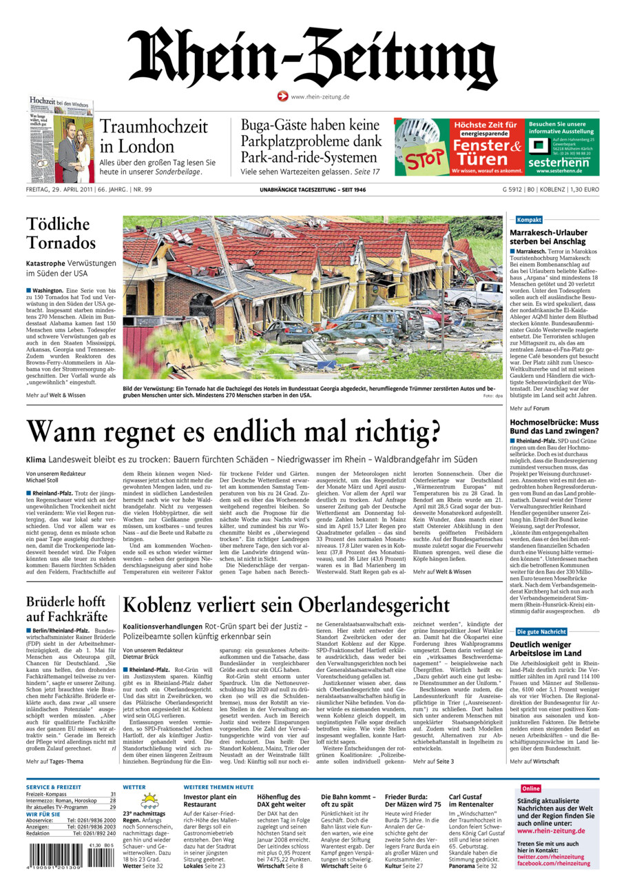 Rhein-Zeitung Koblenz & Region vom Freitag, 29.04.2011