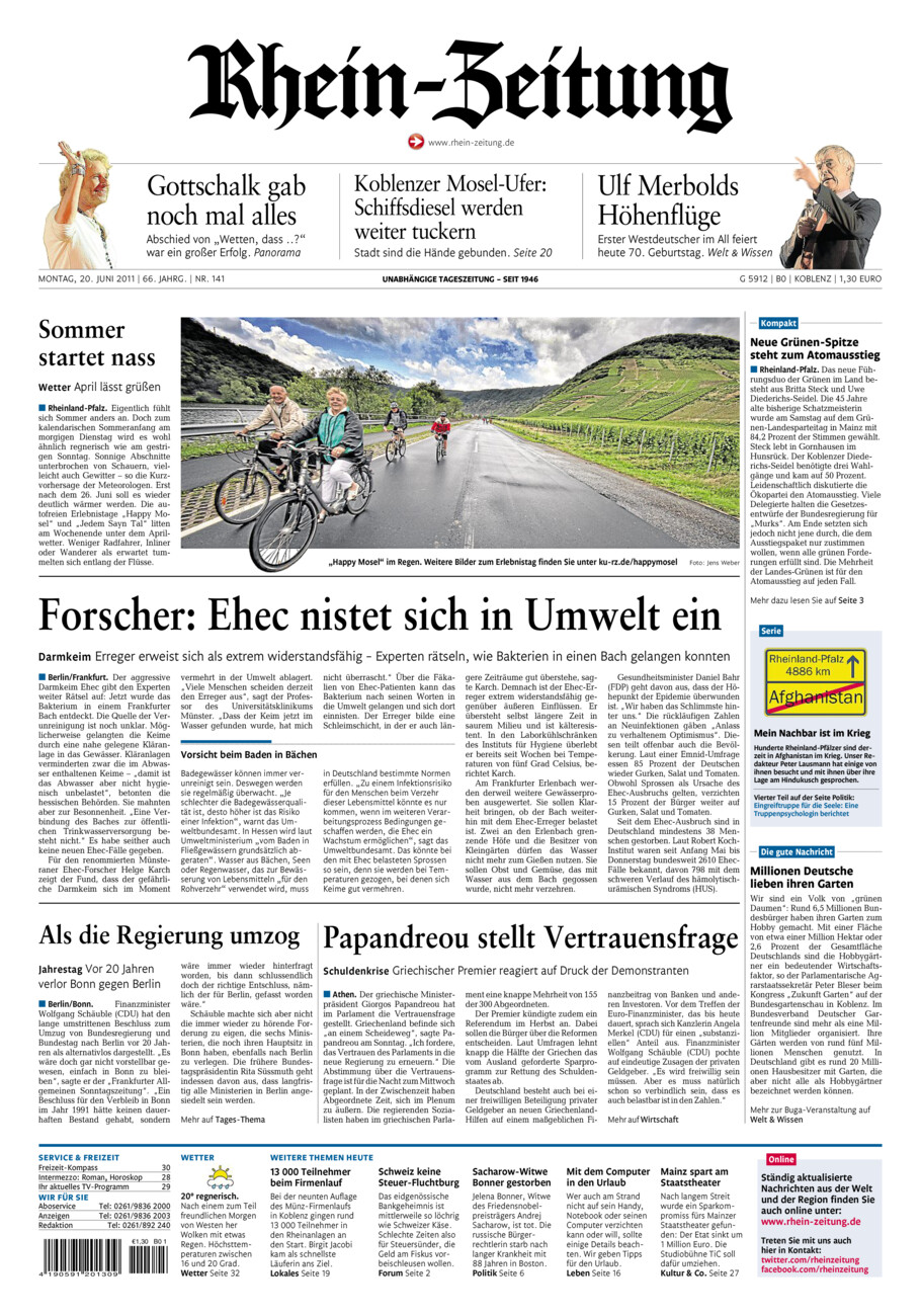 Rhein-Zeitung Koblenz & Region vom Montag, 20.06.2011