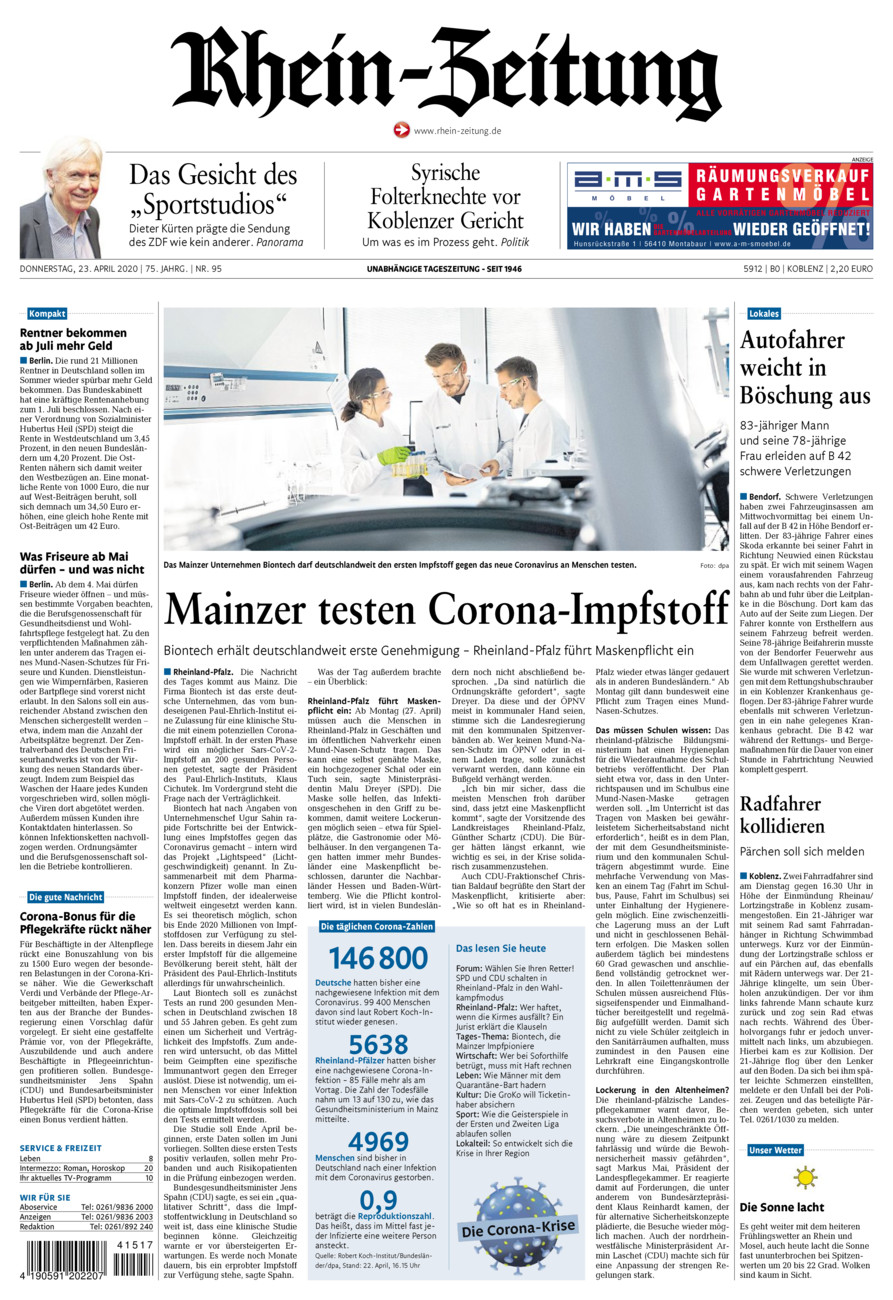 Rhein-Zeitung Koblenz & Region vom Donnerstag, 23.04.2020