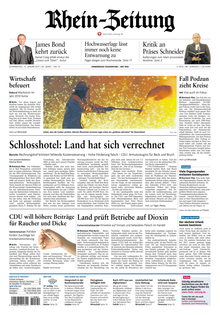 Rhein-Zeitung Koblenz & Region vom Donnerstag, 13.01.2011