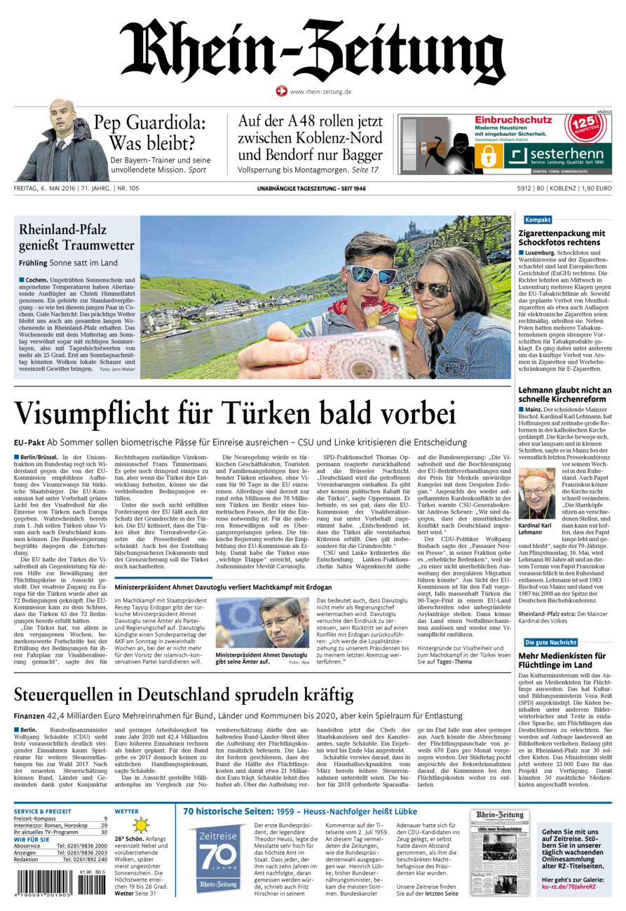 Rhein-Zeitung Koblenz & Region vom Freitag, 06.05.2016