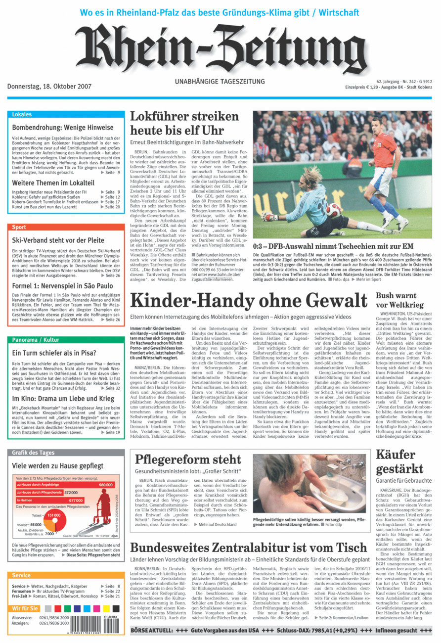 Rhein-Zeitung Koblenz & Region vom Donnerstag, 18.10.2007