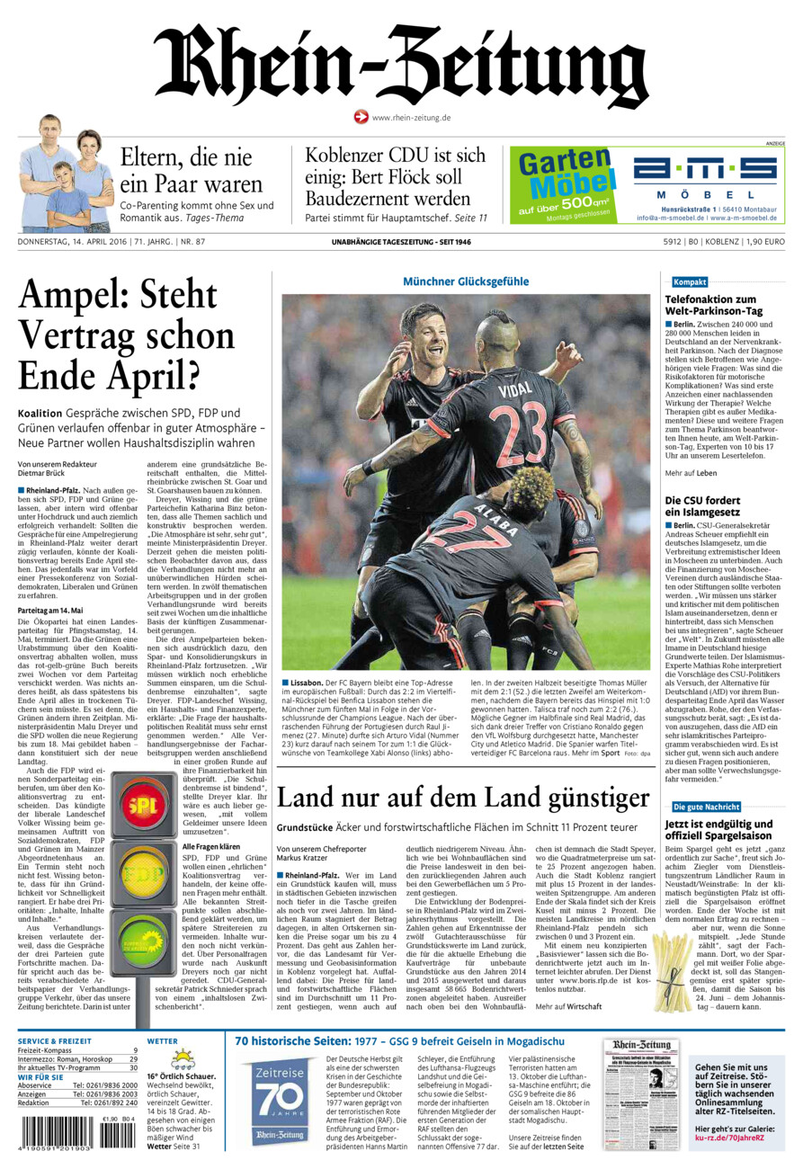 Rhein-Zeitung Koblenz & Region vom Donnerstag, 14.04.2016