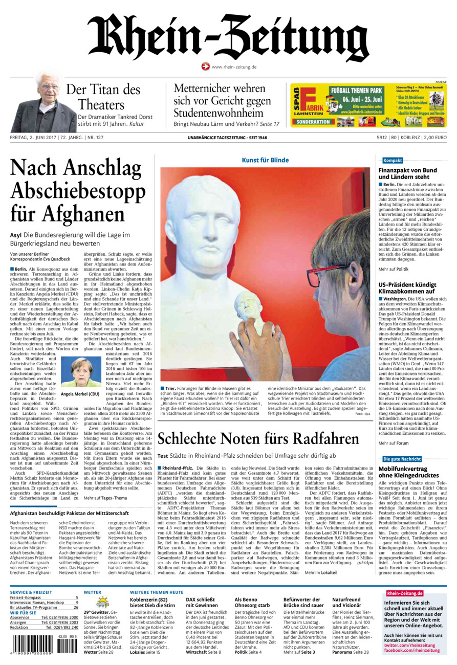 Rhein-Zeitung Koblenz & Region vom Freitag, 02.06.2017