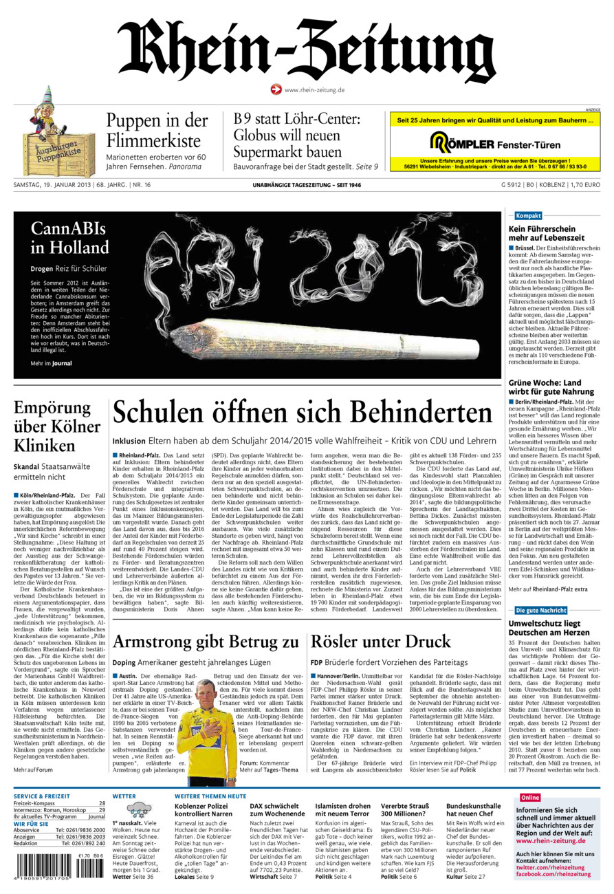 Rhein-Zeitung Koblenz & Region vom Samstag, 19.01.2013