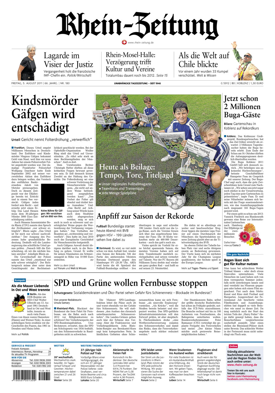 Rhein-Zeitung Koblenz & Region vom Freitag, 05.08.2011