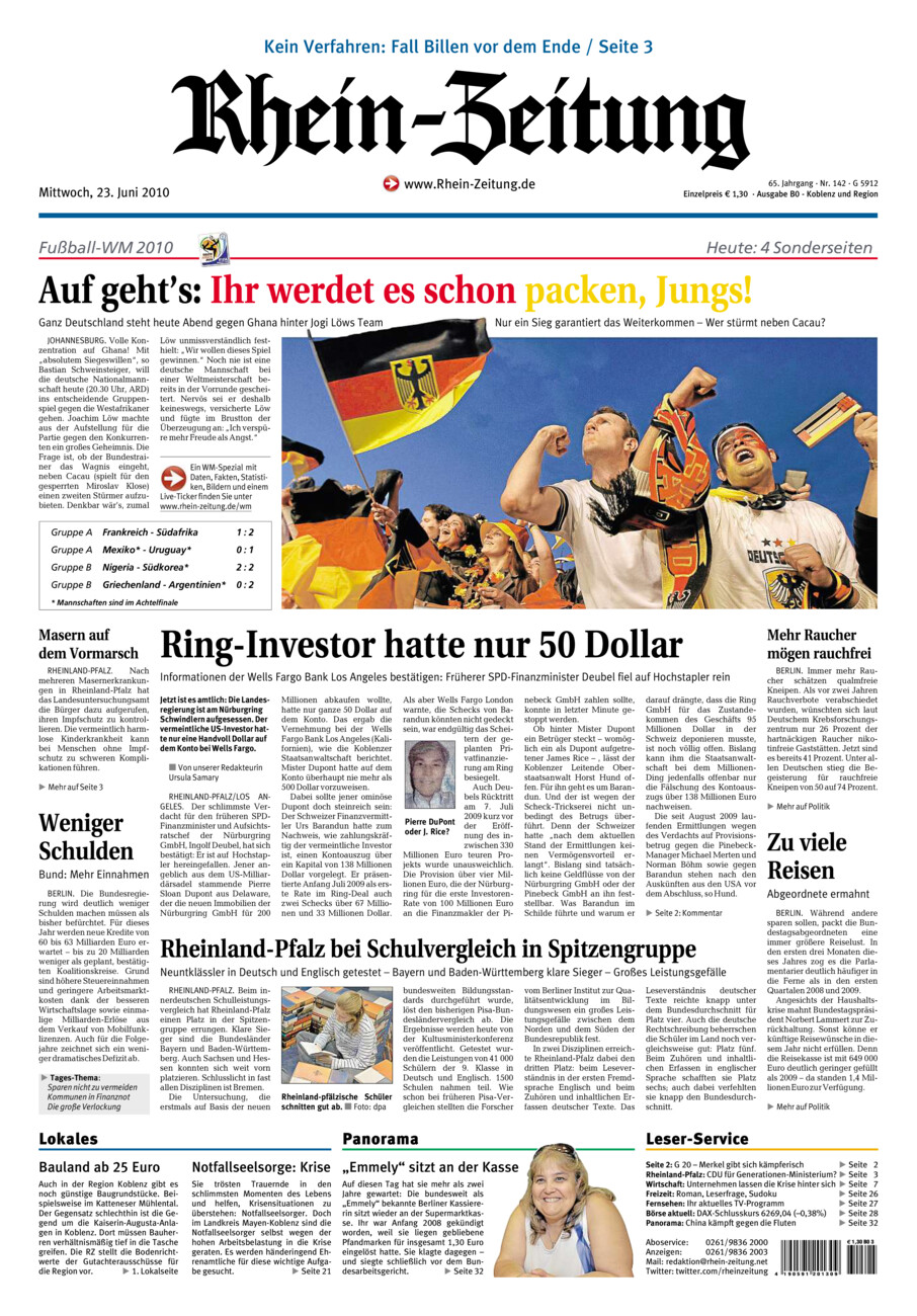 Rhein-Zeitung Koblenz & Region vom Mittwoch, 23.06.2010