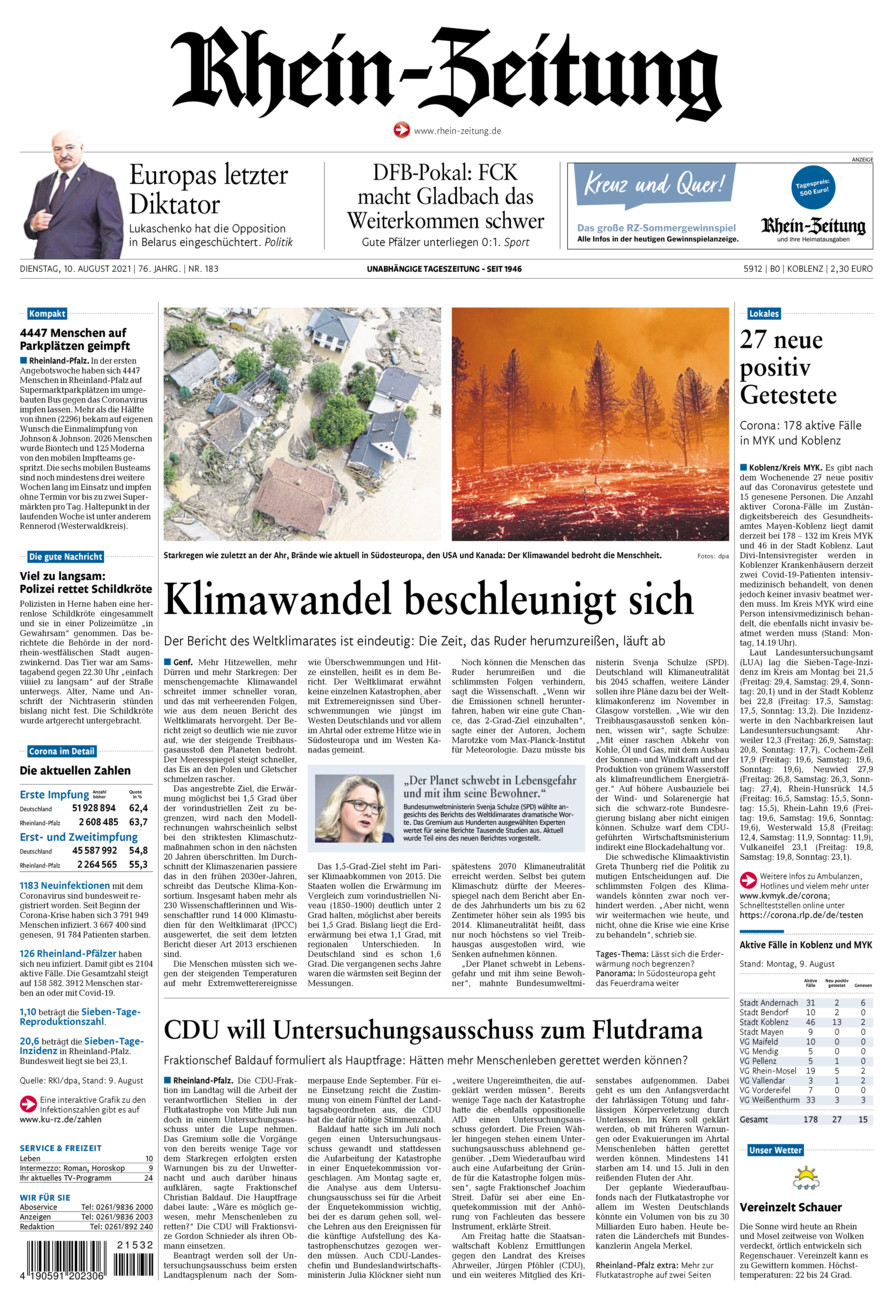Rhein-Zeitung Koblenz & Region vom Dienstag, 10.08.2021