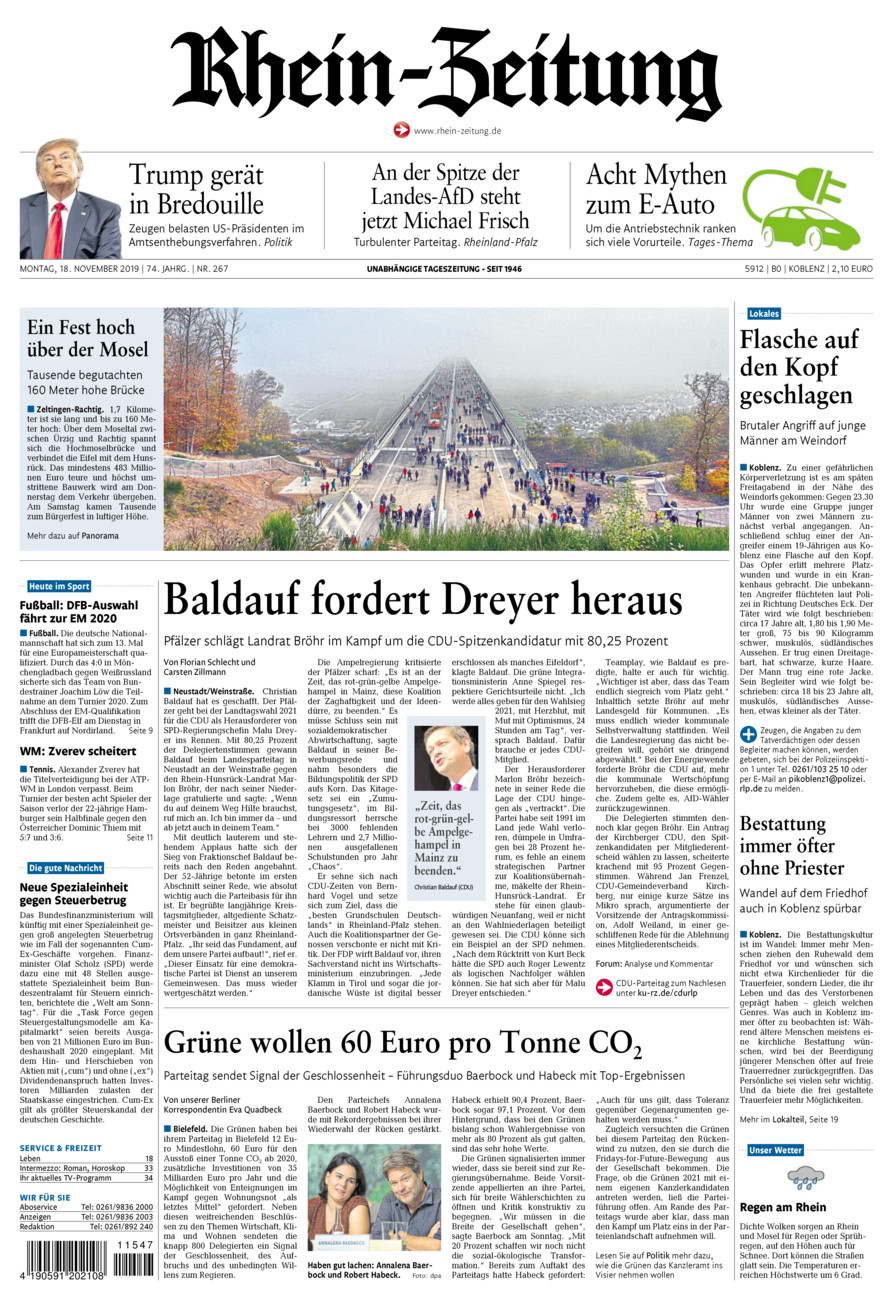 Rhein-Zeitung Koblenz & Region vom Montag, 18.11.2019