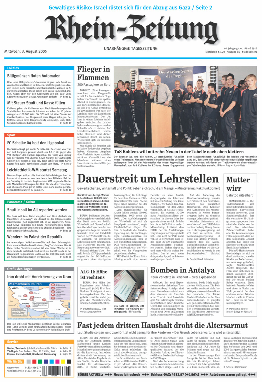 Rhein-Zeitung Koblenz & Region vom Mittwoch, 03.08.2005