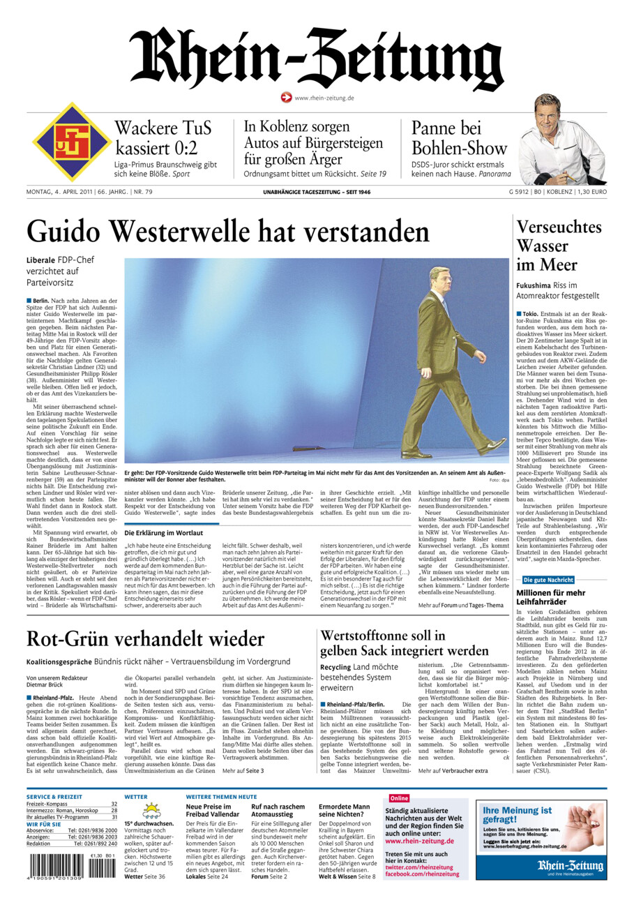 Rhein-Zeitung Koblenz & Region vom Montag, 04.04.2011