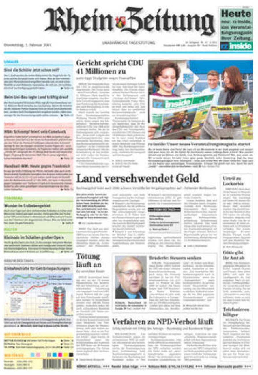 Rhein-Zeitung Koblenz & Region vom Donnerstag, 01.02.2001
