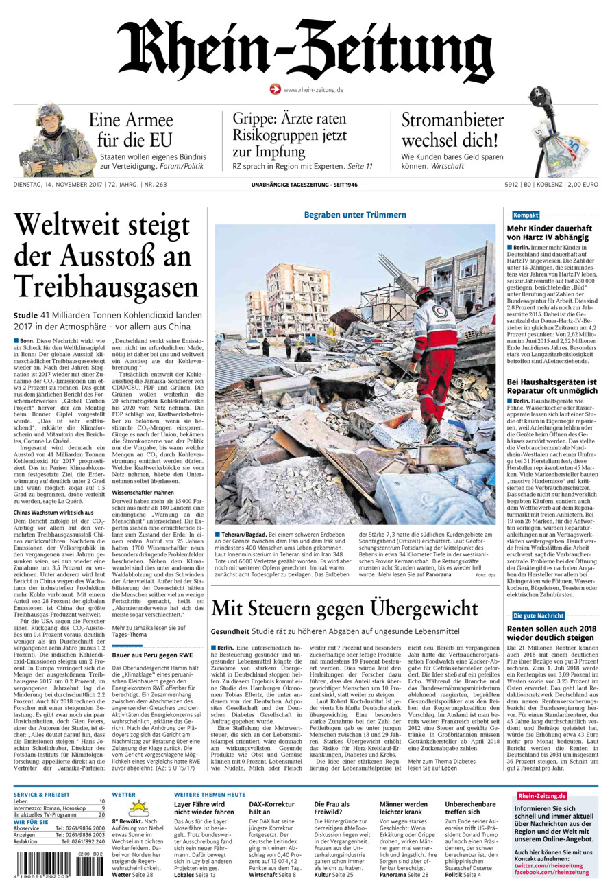 Rhein-Zeitung Koblenz & Region vom Dienstag, 14.11.2017