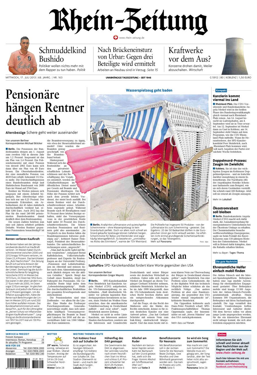 Rhein-Zeitung Koblenz & Region vom Mittwoch, 17.07.2013