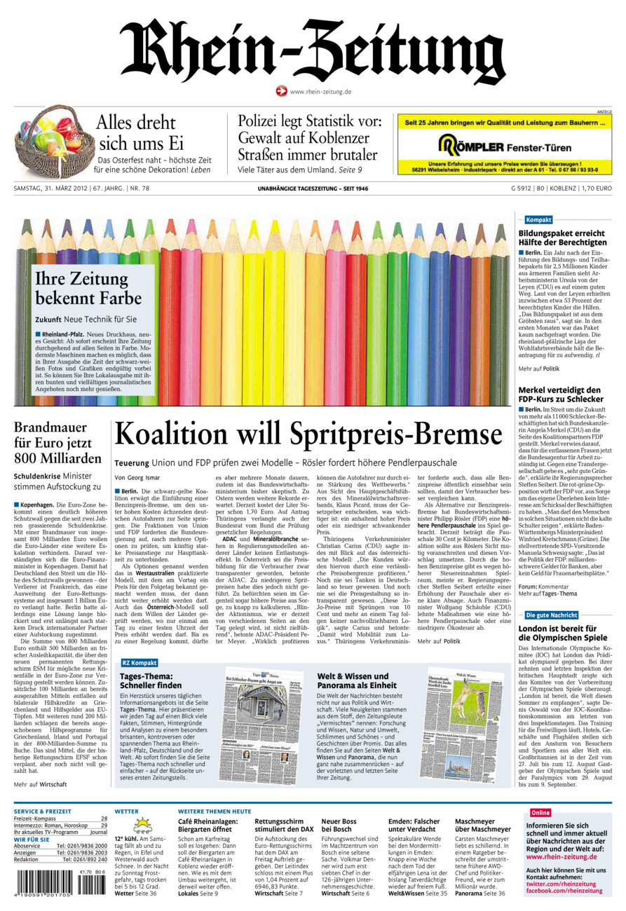 Rhein-Zeitung Koblenz & Region vom Samstag, 31.03.2012