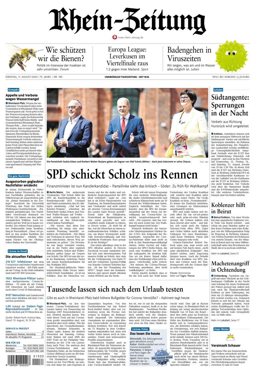 Rhein-Zeitung Koblenz & Region vom Dienstag, 11.08.2020