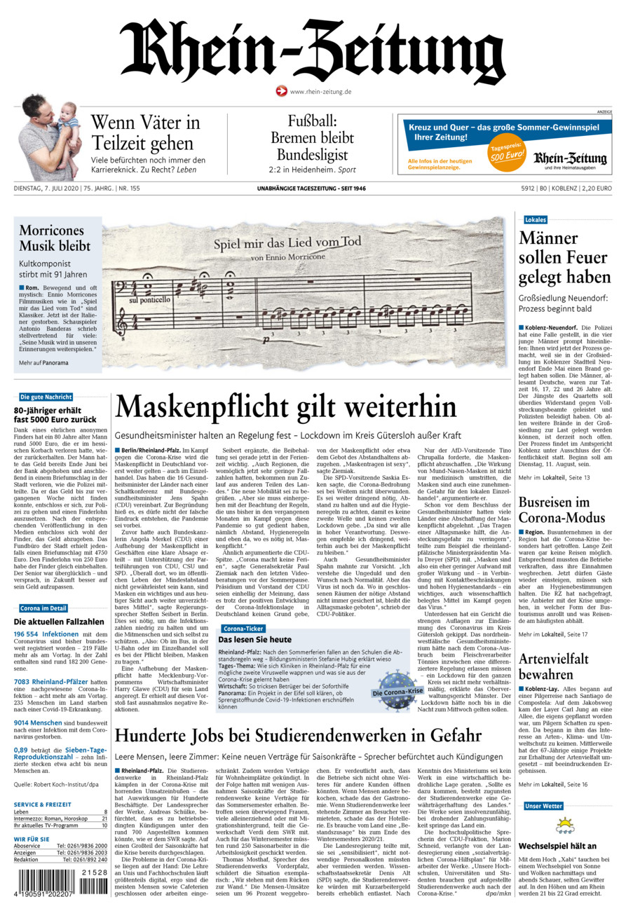 Rhein-Zeitung Koblenz & Region vom Dienstag, 07.07.2020