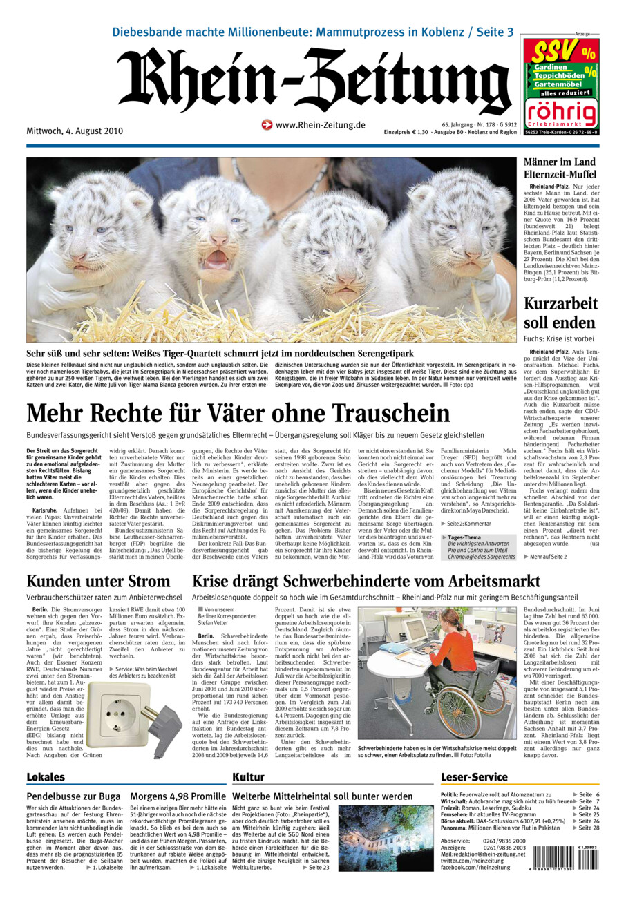 Rhein-Zeitung Koblenz & Region vom Mittwoch, 04.08.2010