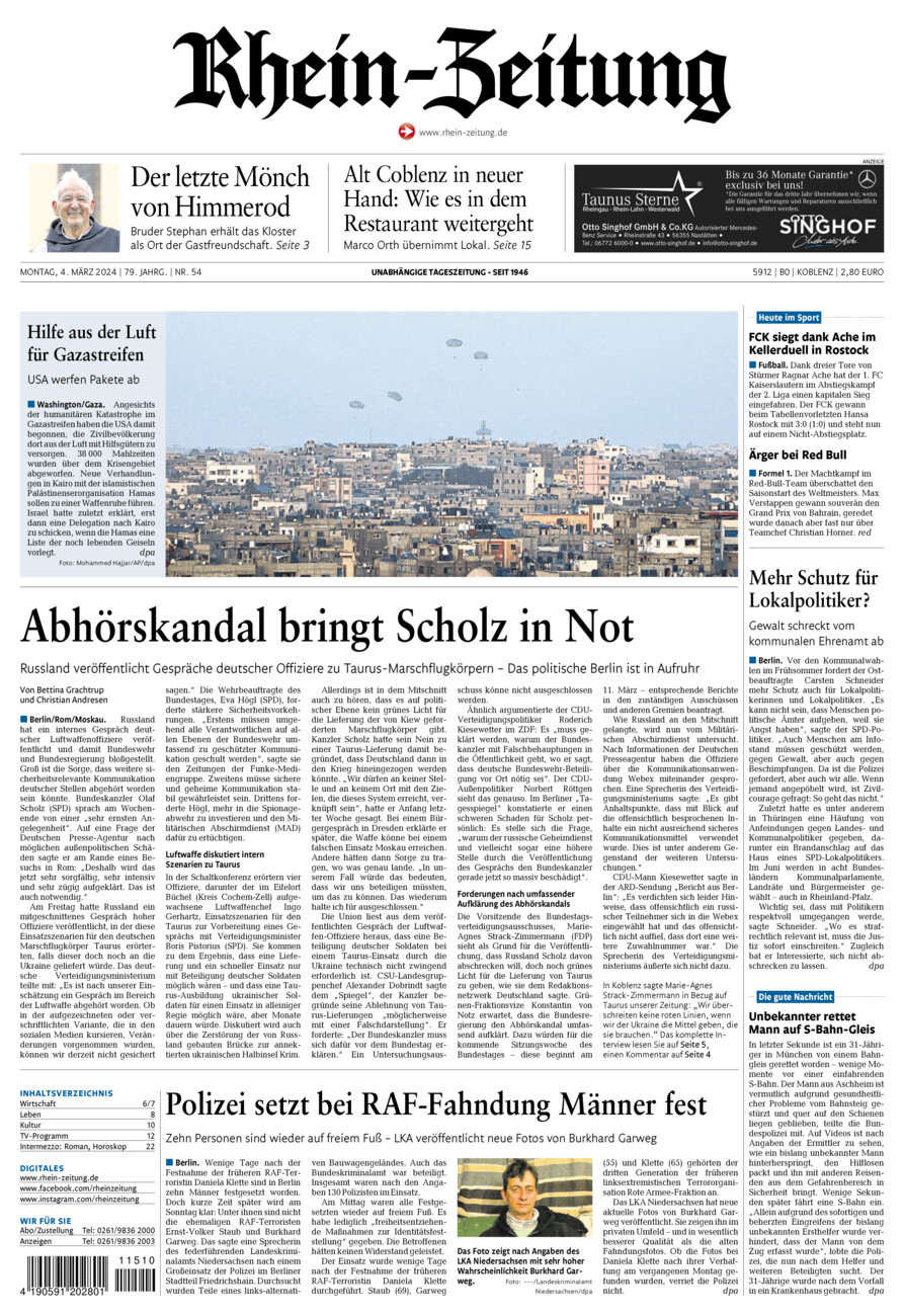 Rhein-Zeitung Koblenz & Region vom Montag, 04.03.2024