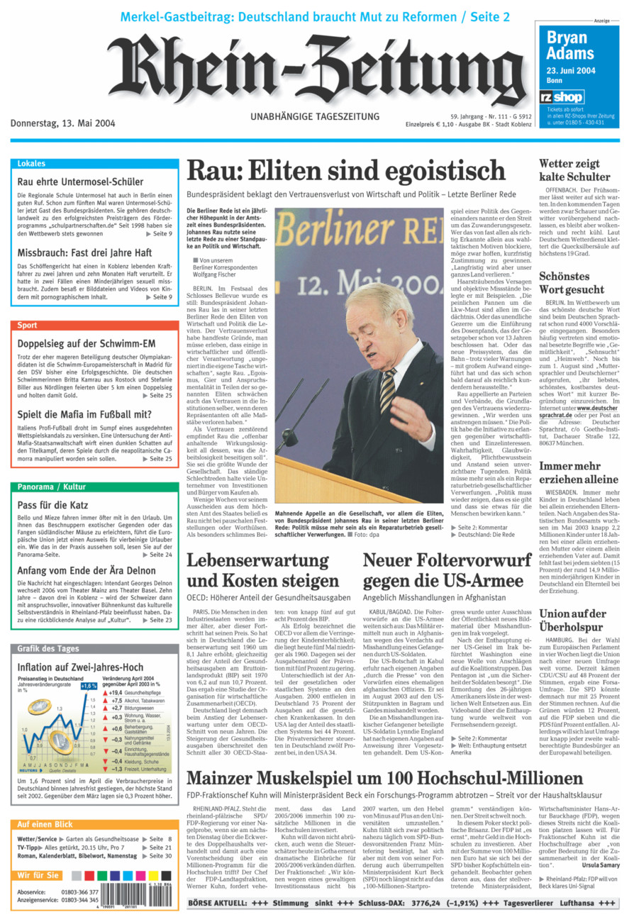 Rhein-Zeitung Koblenz & Region vom Donnerstag, 13.05.2004